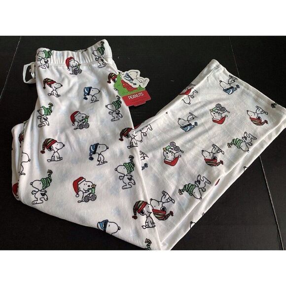Peanuts Christmas SNOOPY Winter FLEECE Lounge Pajama PJ Pants Women’s Sz S NEW - Picture 1 of 11